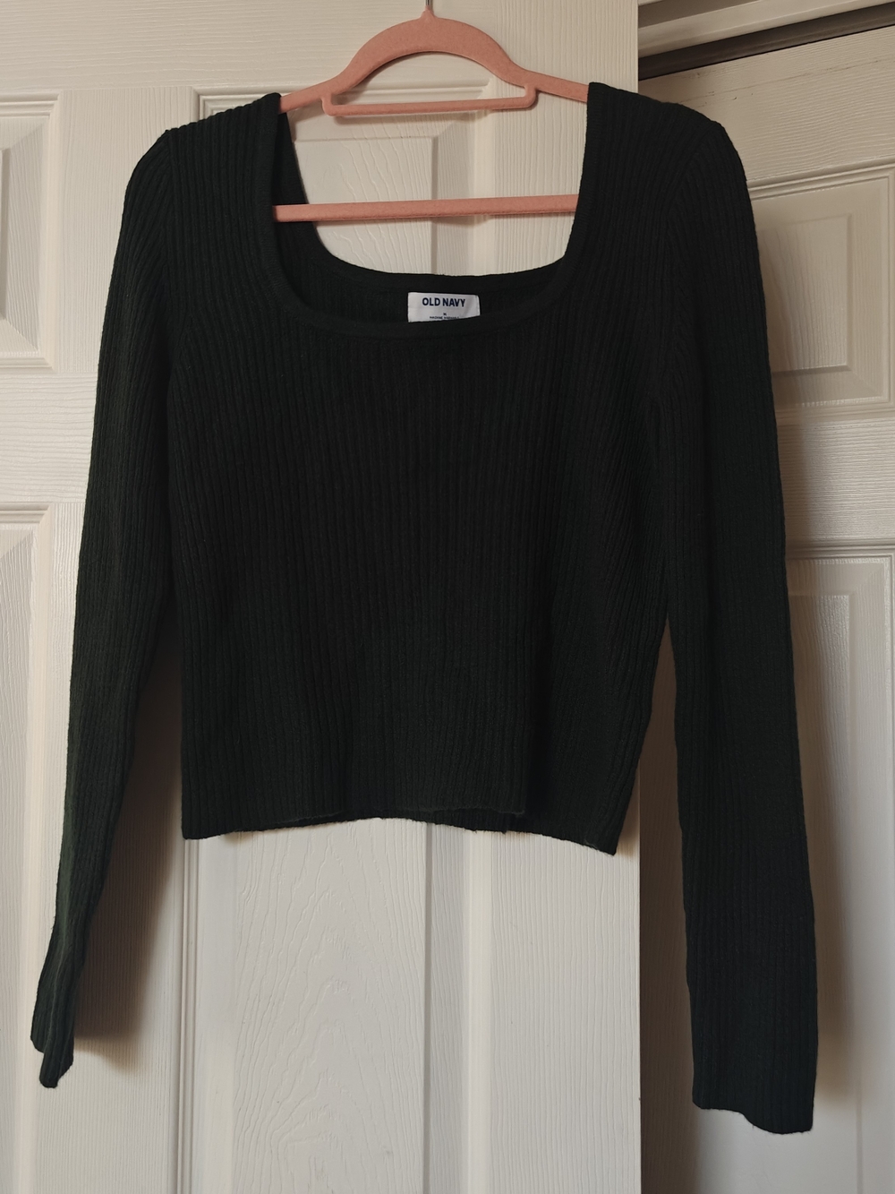 Old Navy Women's Cropped Square-necked Ribbed Sweater - Dark Green